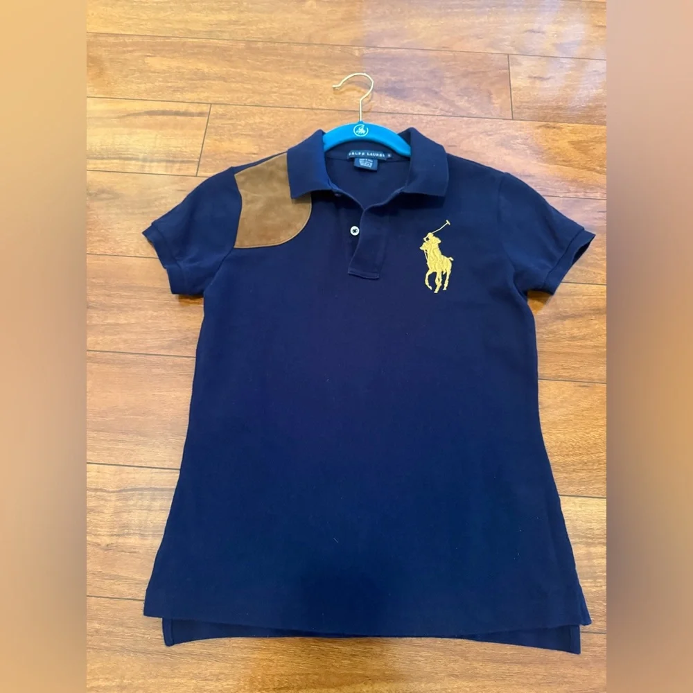 Ralph Lauren Women’s Polo Shirt in Navy with Gold Emblem